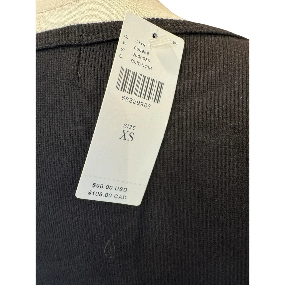 Anthropologie t.la Black Ribbed‎ Cutout Midi Bodycon Dress XS New LBD NWT